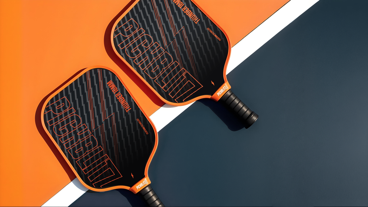 Balle de pickleball atterrissant précisément sur la ligne de côté blanche d'un terrain